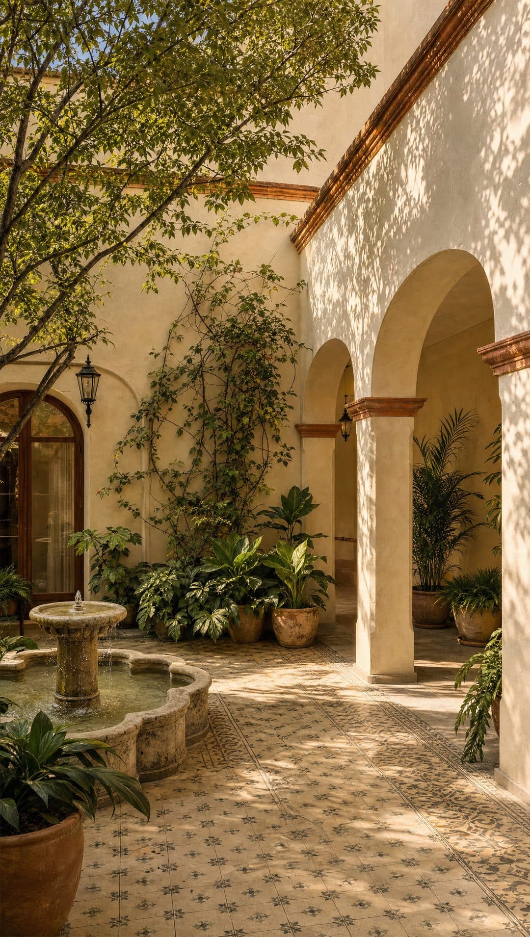 Patio central — casa de demostración
